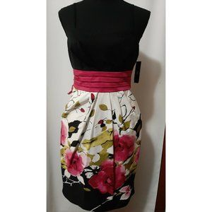 iz Oriental Look w/Tags Black/White w/Flowers Size 9 Women's Dress